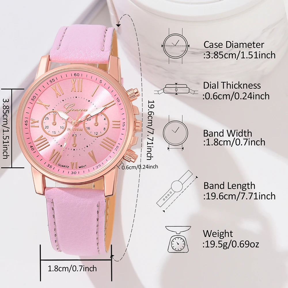 Gift-Ready Women’s Watch Set | Stylish Roman Dial and Jewelry Collection