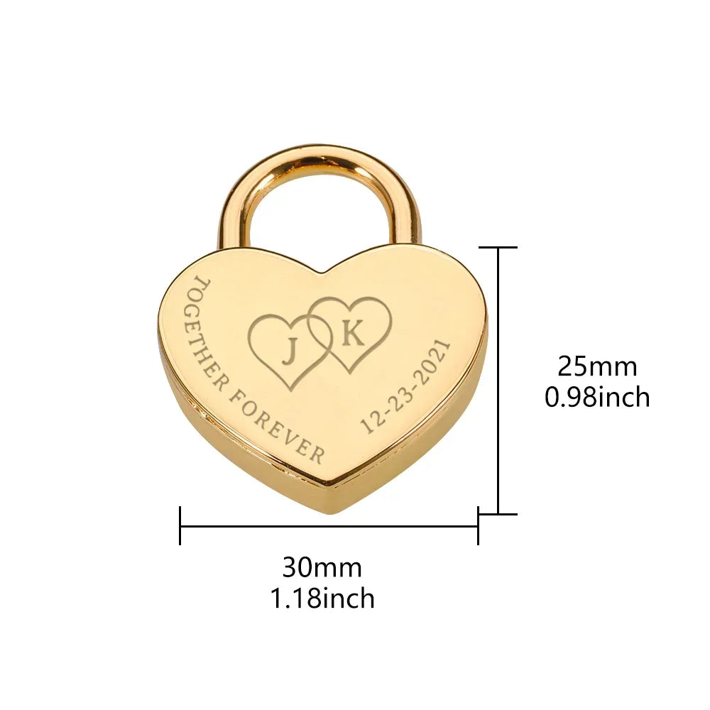 Engraved Heart Lock with Key - Ideal Honeymoon Travel Gift