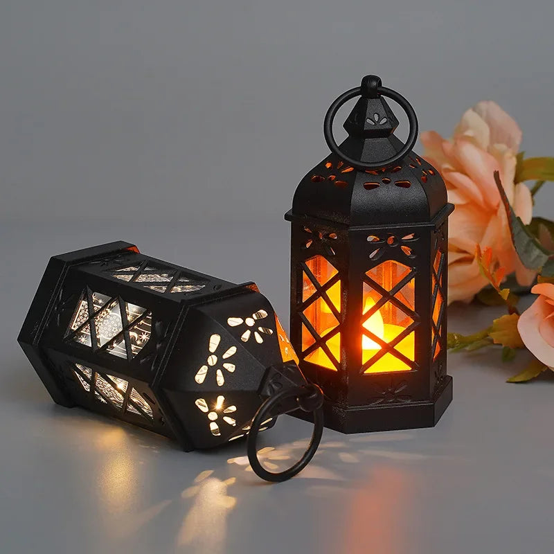 Vintage LED Candle Lamp - Hexagonal Wind Lamp for Ambient Lighting