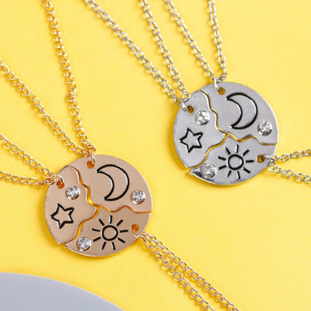 Best Friend Necklace Set - Unique Sun, Moon, and Star Designs