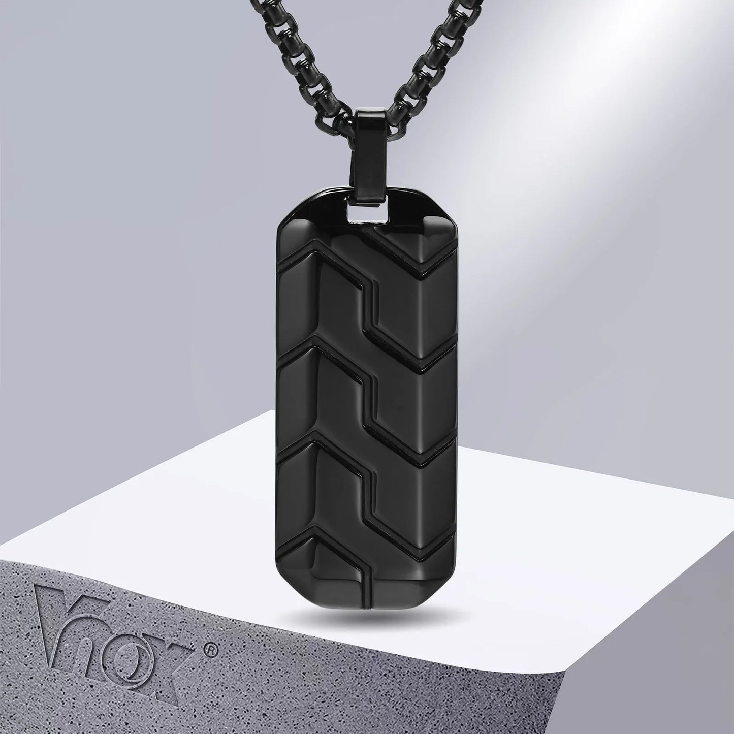 Cool Punk Tire Pattern Bar Pendant Necklace for Men and Boys