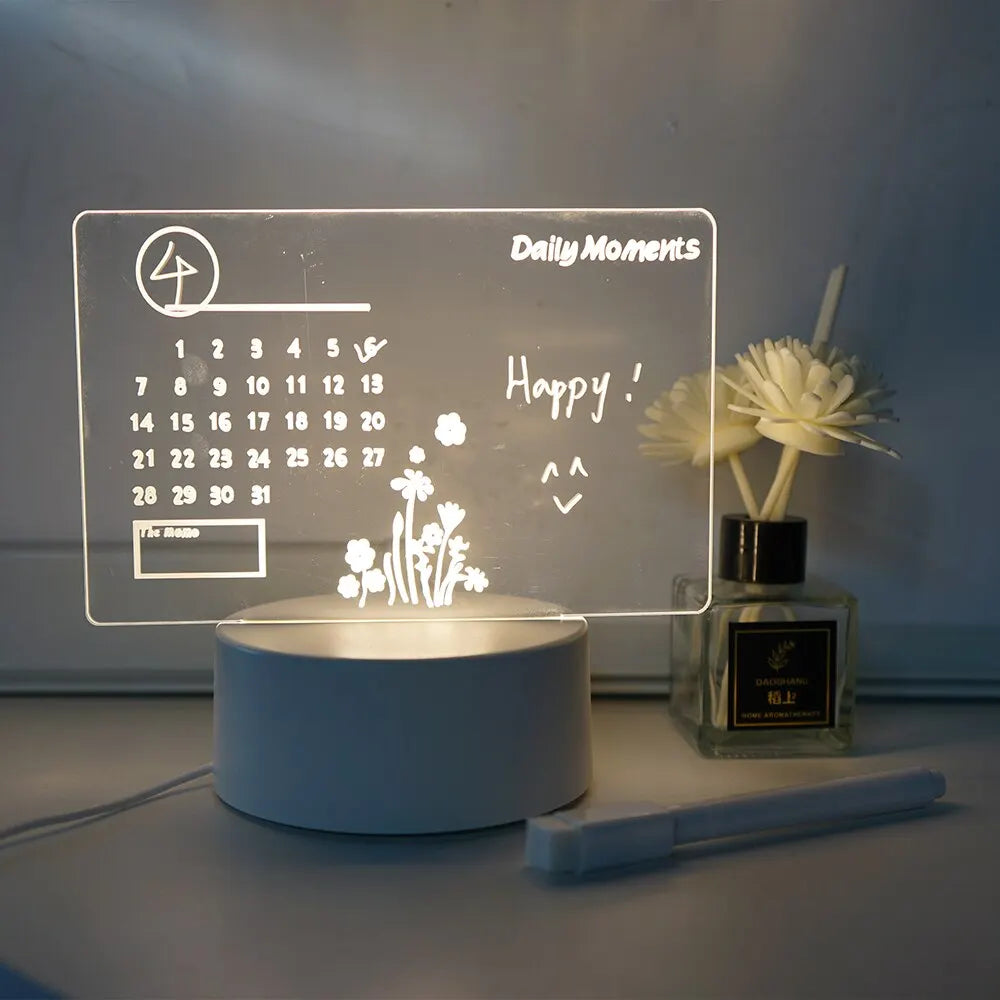 Creative LED Note Board Night Light | Rewritable Message Board