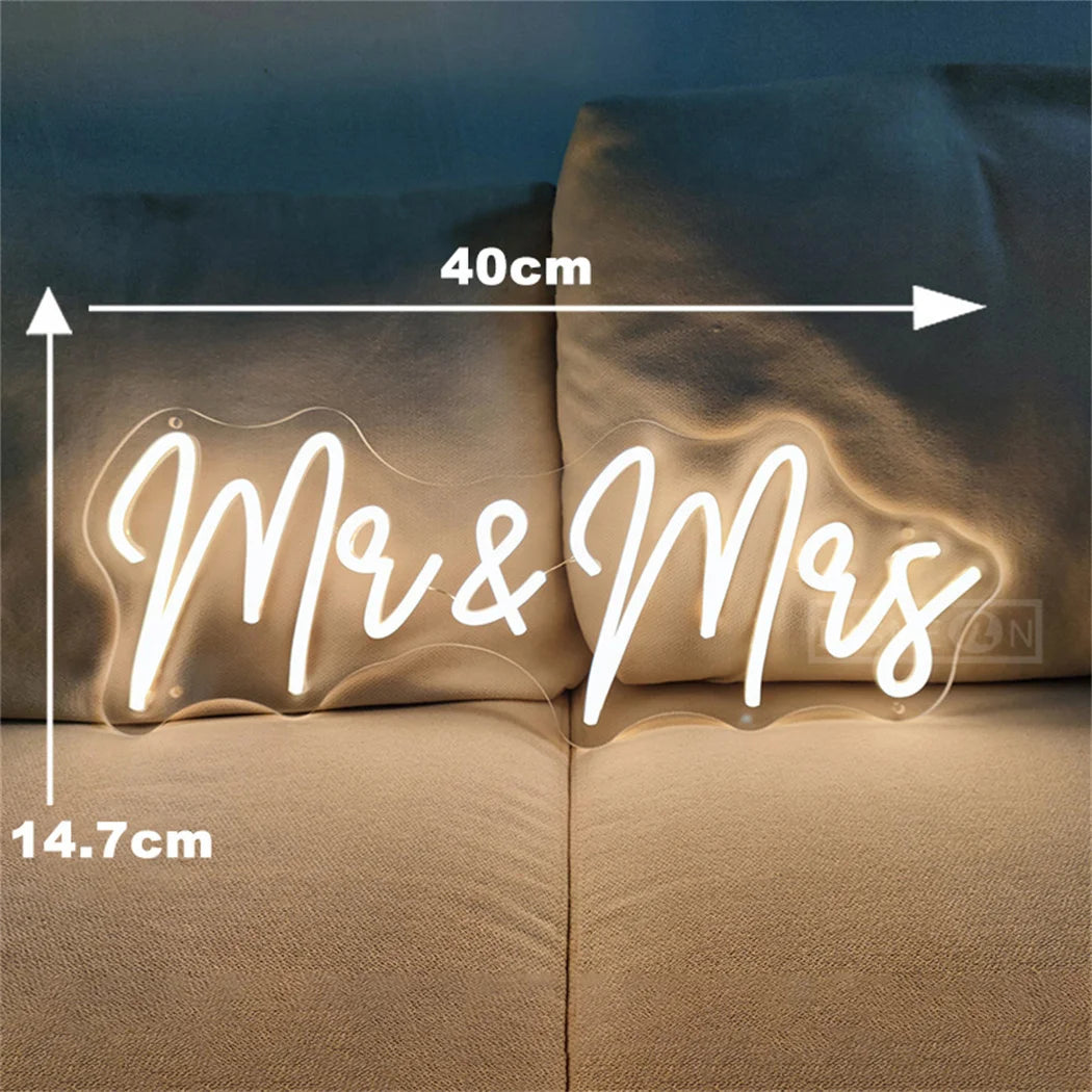 Personalised Mr & Mrs Neon LED Sign - Perfect for Weddings & Home