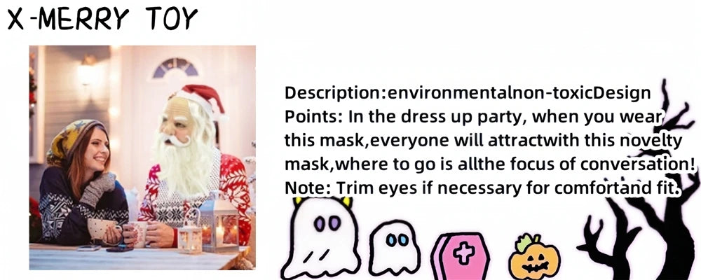 Realistic Santa Claus Mask - Perfect for Christmas Cosplay