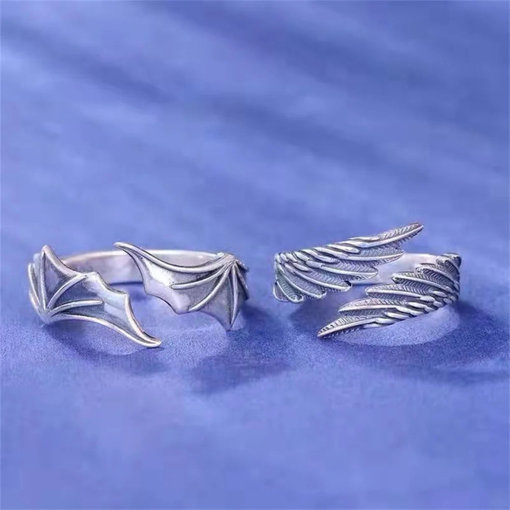 Matching Angel Demon Rings - Fashionable Adjustable Couples Jewelry Gift