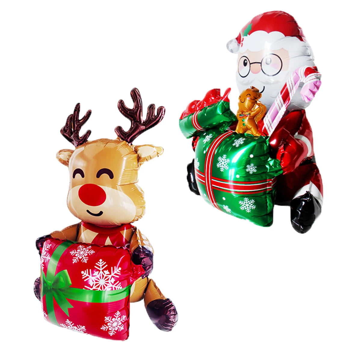 Festive 3D Gift Box & Elk Balloons - Home Decoration for Navidad