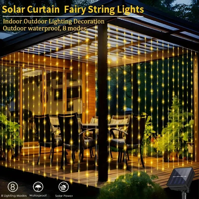 Waterproof Solar Fairy Lights - Transform Your Outdoor Decor with Curtain String Lights