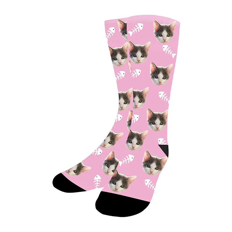 Personalized Pet Face Socks - Perfect Gift for Cat Lovers