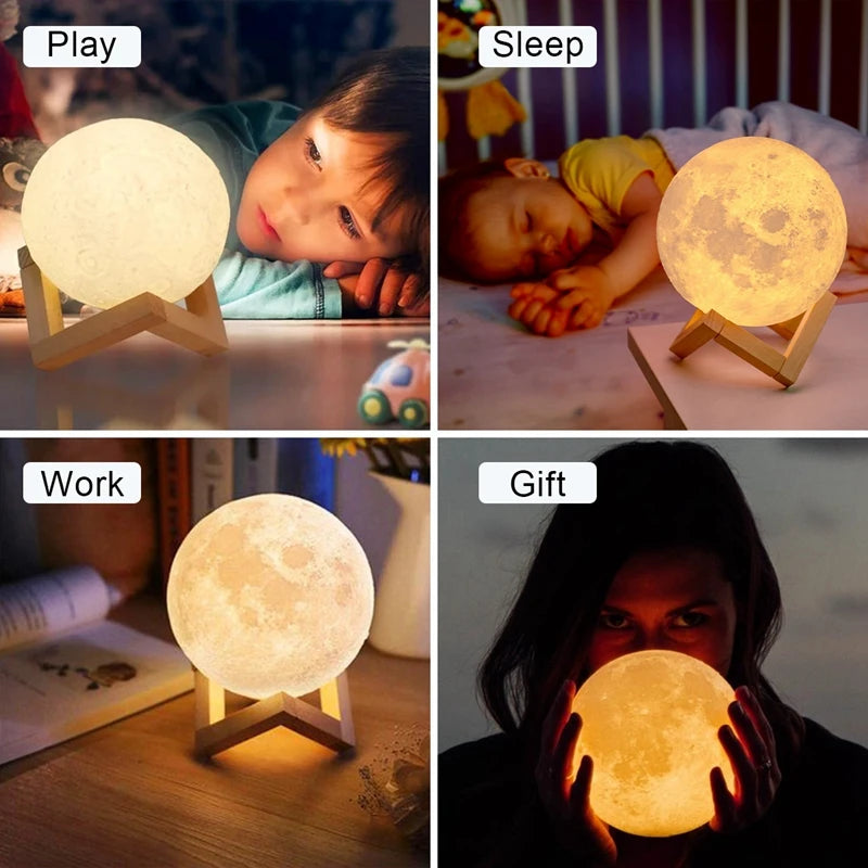 Christmas Gift LED Moonlight Lamp – 3D Printed Moon Night Light