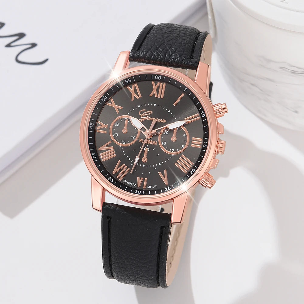 Fashionable Starry Sky Dial Quartz Wristwatch & Jewelry Set