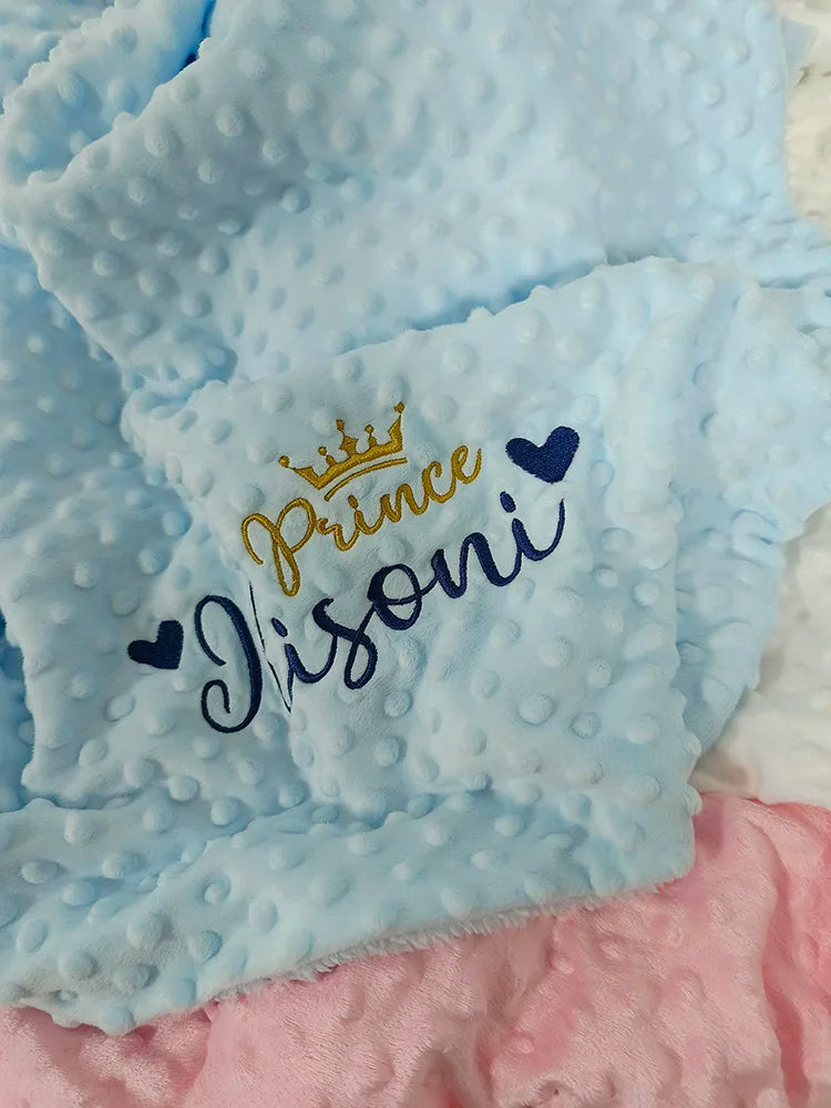 Personalized Name Baby Blanket - Soft Bubbled Fleece for Crib & Stroller