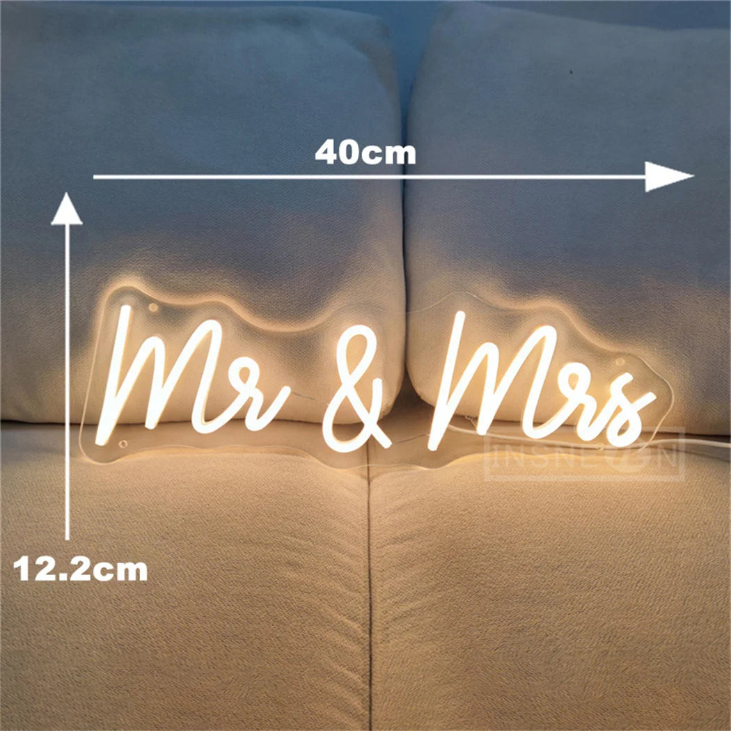 Personalised Mr & Mrs Neon LED Sign - Perfect for Weddings & Home