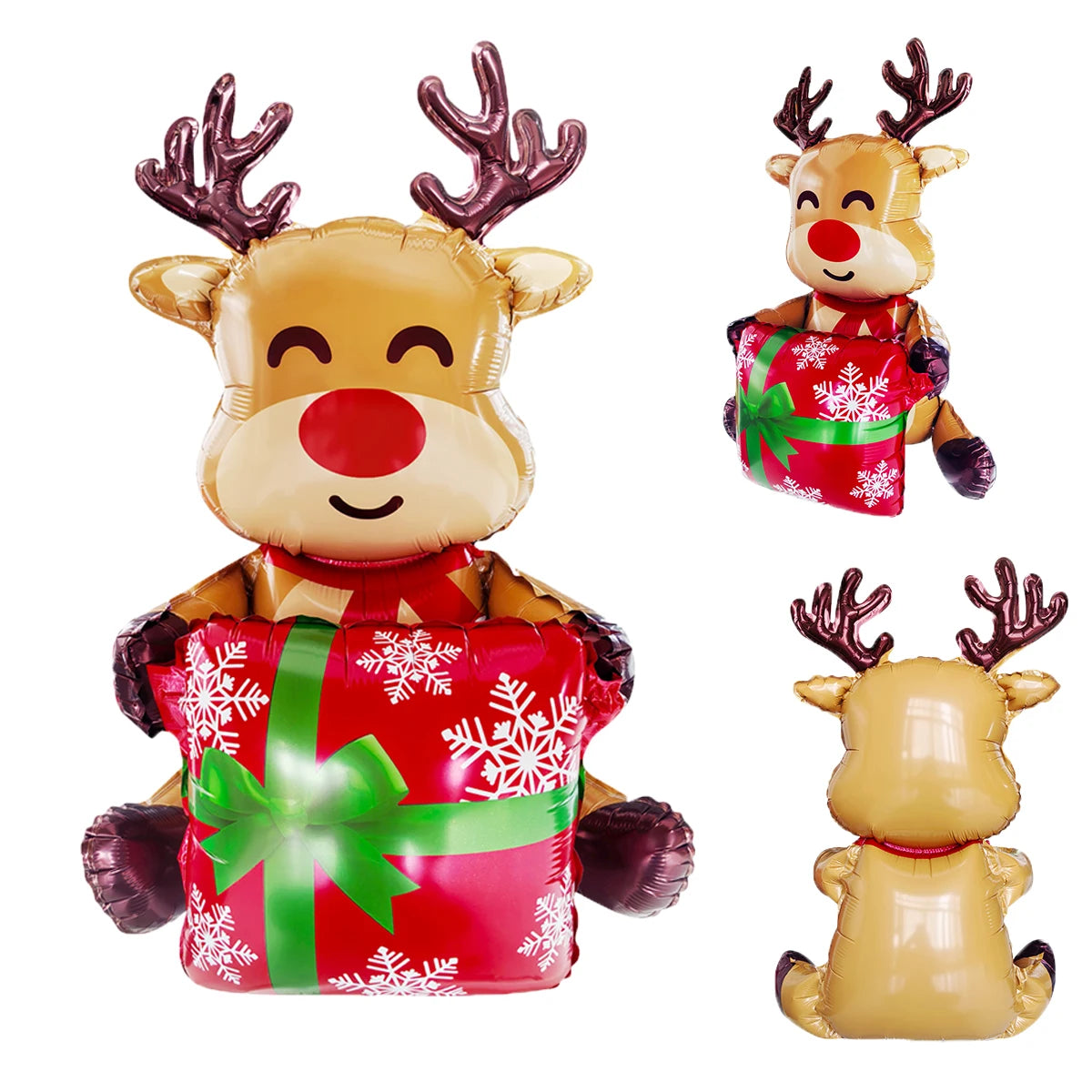 Festive 3D Gift Box & Elk Balloons - Home Decoration for Navidad