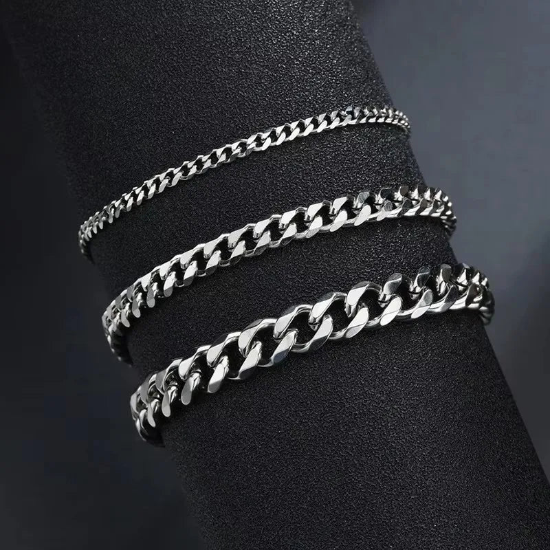 Unisex Curb Cuban Chain Bracelet - Ideal Gift for Couples