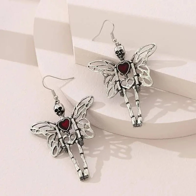 Trendy Halloween Skeleton Dangle Earrings - Chic Spider Web & Skull Designs