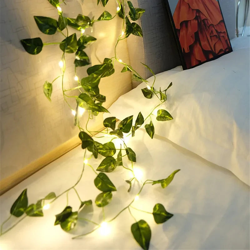 Flower & Leaf Garland Lights – Battery Powered Fairy Lights for Festive Decor