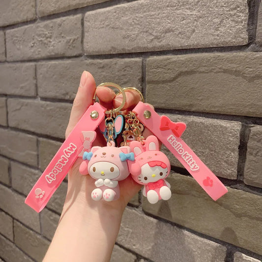 Sanrio Hello Kitty Keychain with Kuromi & My Melody Figures