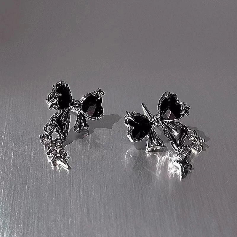 Pink Crystal Bowknot Earrings - Unique Y2K Zircon Studs for Stylish Looks