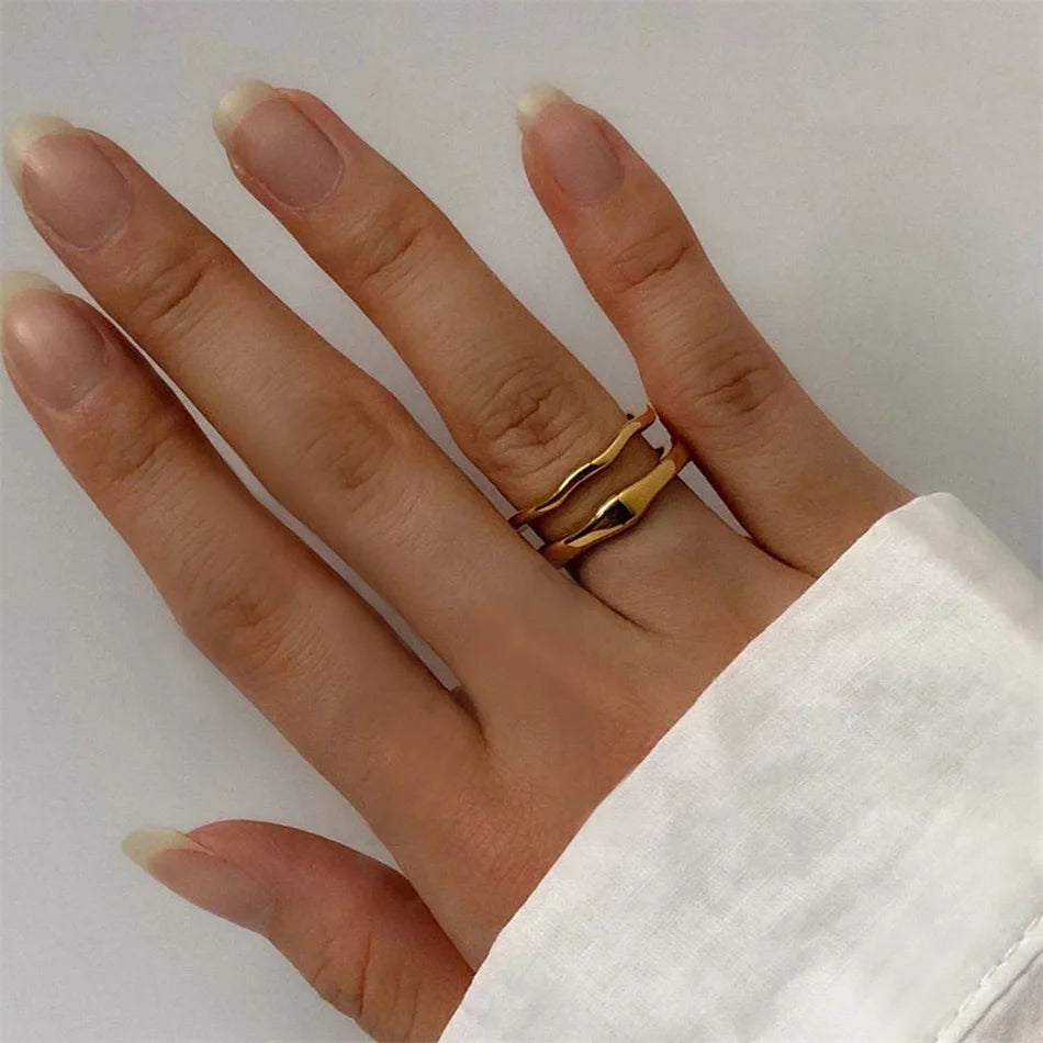 Unique Geometric Wave Rings | Gold and Silver Handmade Jewelry For Women