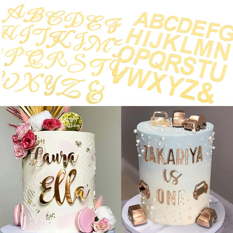 DIY Custom Name Cake Topper - Gold Acrylic Letters for Party Decor