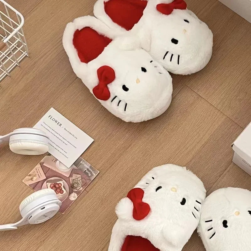 Hello Kitty Kawaii Plush Slippers | Soft and Comfy Sanrio Footwear