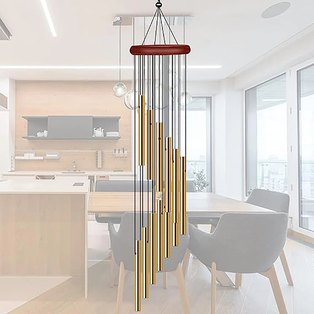 12-Tube Aluminum Alloy Wind Chimes - Gold & Silver Bells for Outdoors