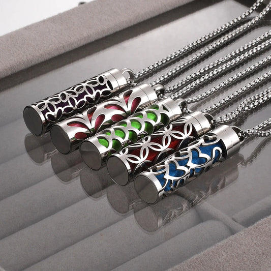 Necklace Stainless Steel Open Locket Aroma Scent Perfume Necklace