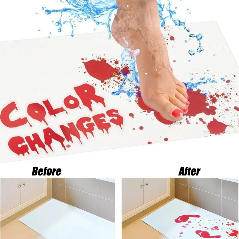 3D Bloody Bathroom Floor Mat | 40*70cm Color-changing Non-Slip Rug, Perfect Halloween Decoration