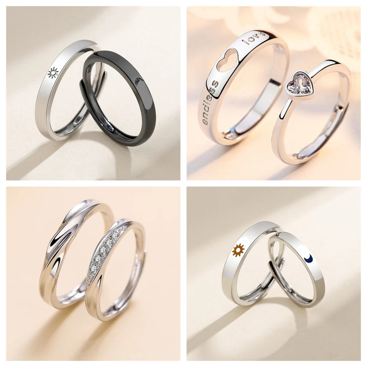 Adjustable Sun and Moon Rings - Ideal Fashion Jewelry for Couples