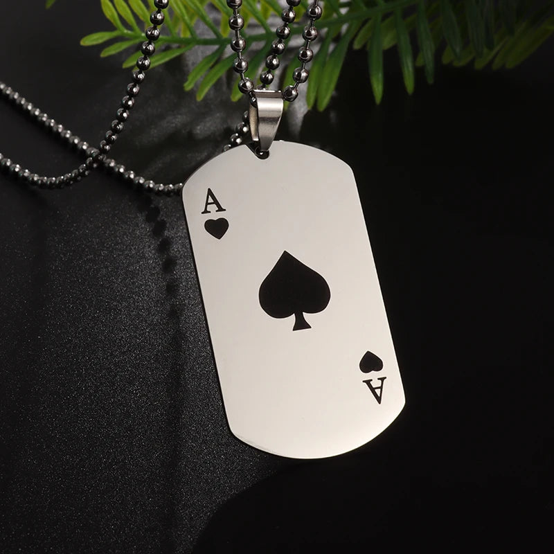 Couples Jewelry | Stainless Steel Ace of Spades Pendant Necklace