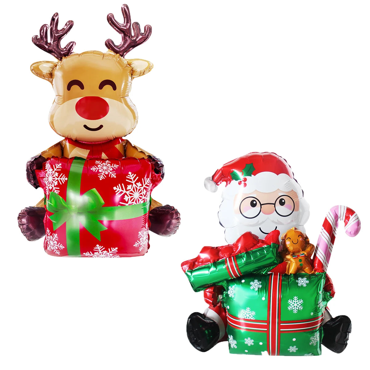 Festive 3D Gift Box & Elk Balloons - Home Decoration for Navidad