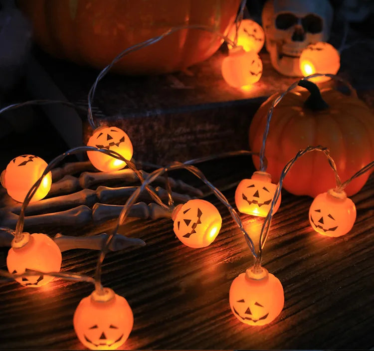 Halloween LED Light String | Pumpkin, Skull, Eyeball Shaped Lamps | Trick or Treat Lanterns