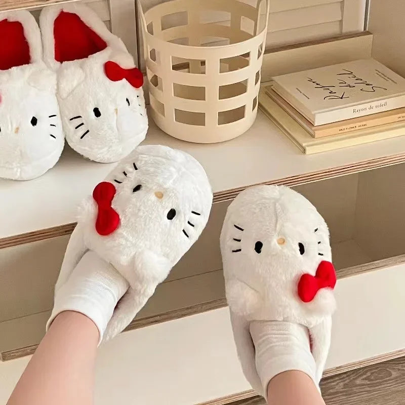 Hello Kitty Kawaii Plush Slippers | Soft and Comfy Sanrio Footwear