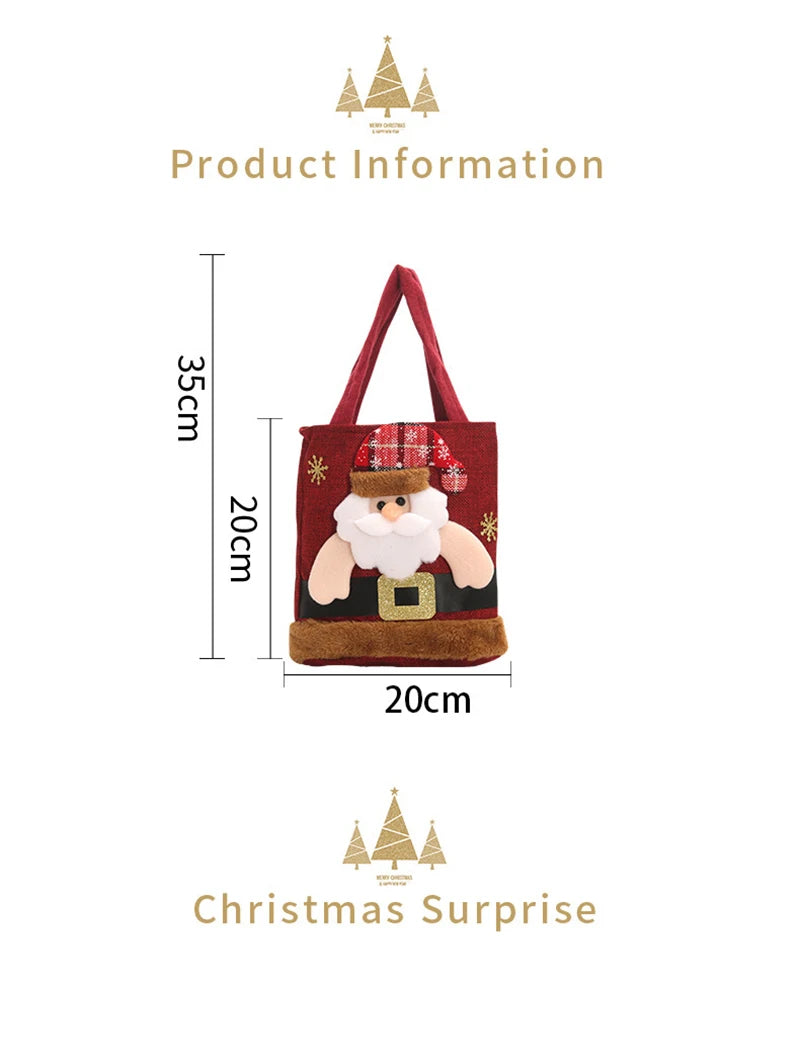 Christmas Eve Candy Handbag - Linen Cloth Storage Bag for Apples