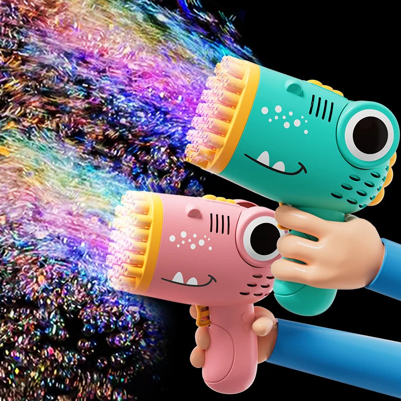 Bubble Gun with 40 Holes - Handheld Dinosaur Design for Kids' Outdoor Adventures