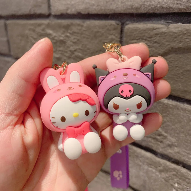 Sanrio Hello Kitty Keychain with Kuromi & My Melody Figures