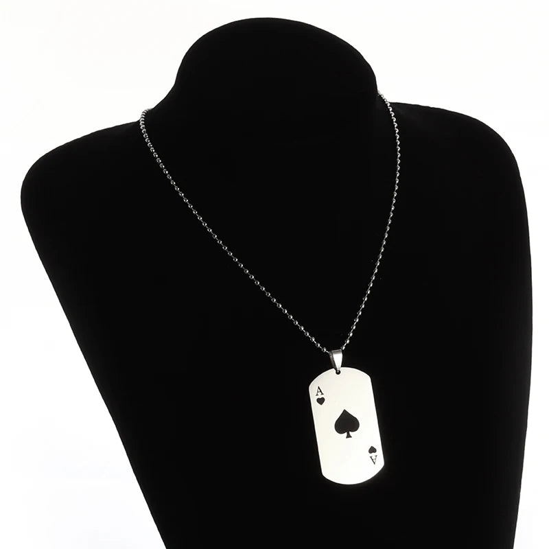 Couples Jewelry | Stainless Steel Ace of Spades Pendant Necklace