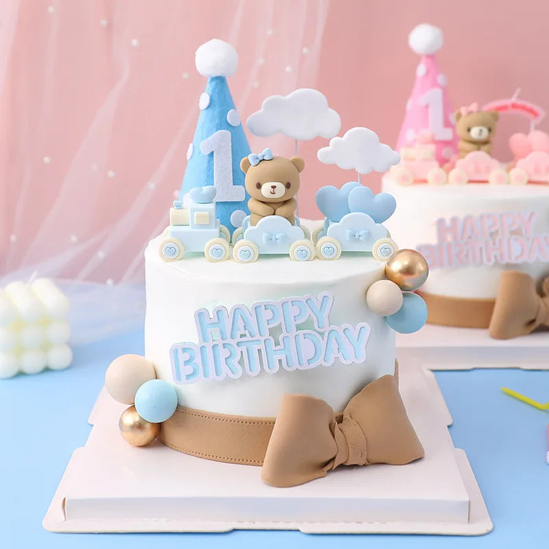 Cute 3D Bear Doll Cake Topper - Ideal for Boy or Girl Birthday Party