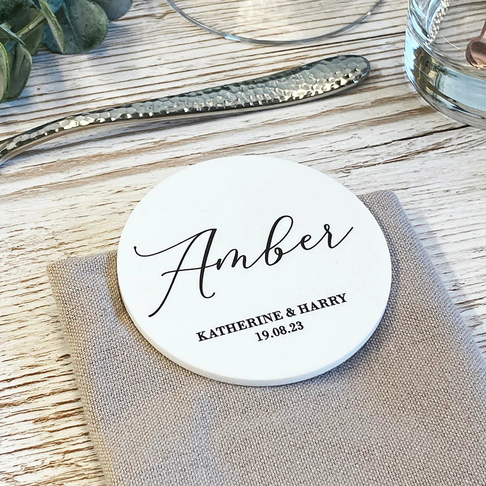 Personalized Wedding Place Names - Gold Mirror Acrylic Coasters