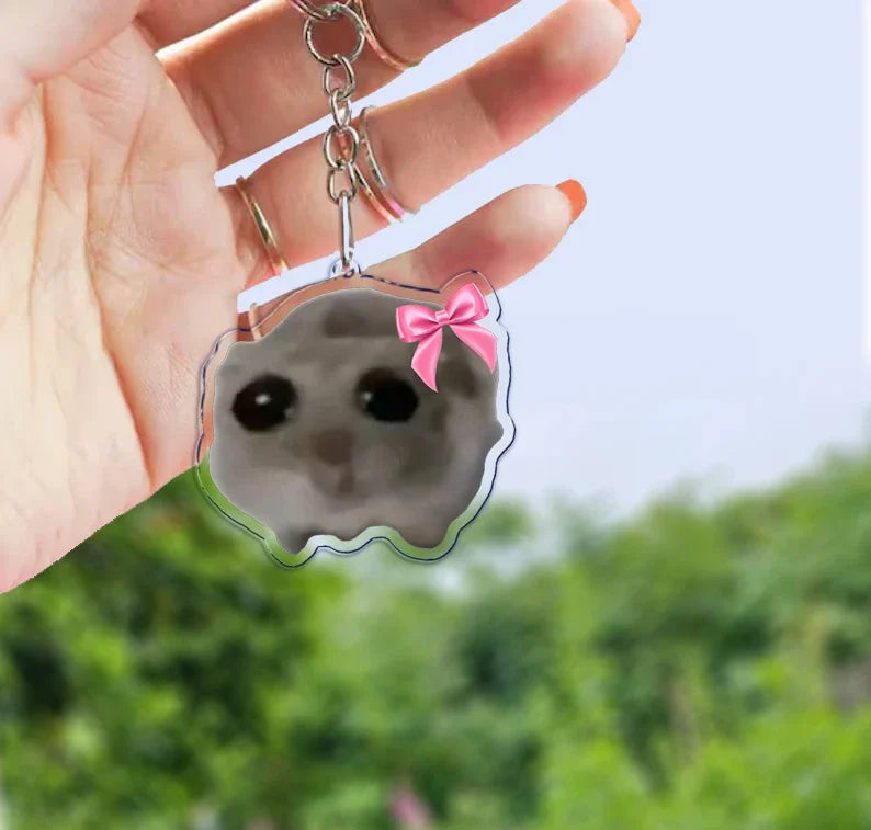 I'm Just a Girl Sad Hamster Keychain | Funny Pendant Accessory