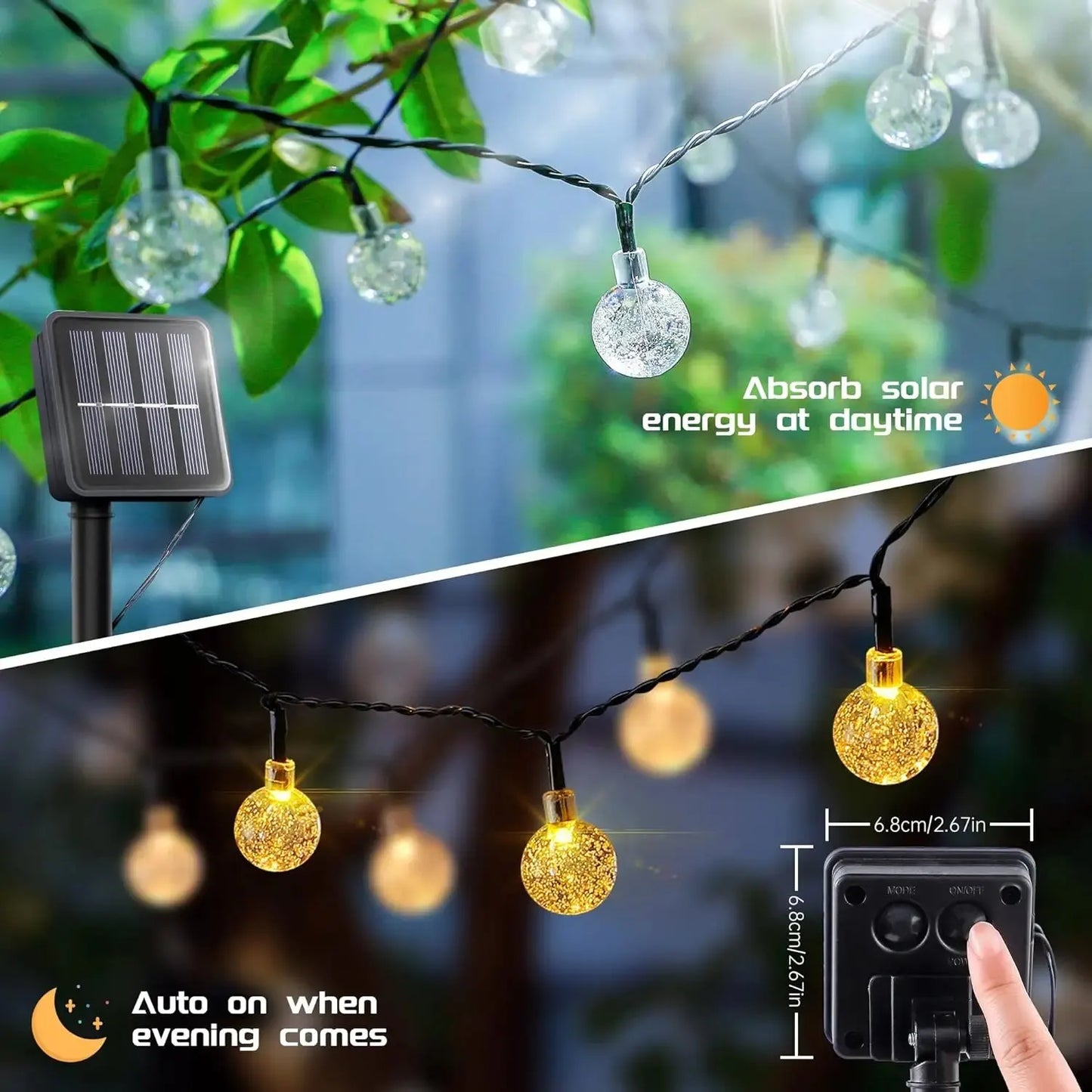 Fairy Garland Lights – Solar Crystal Ball Decor for Camping Adventures