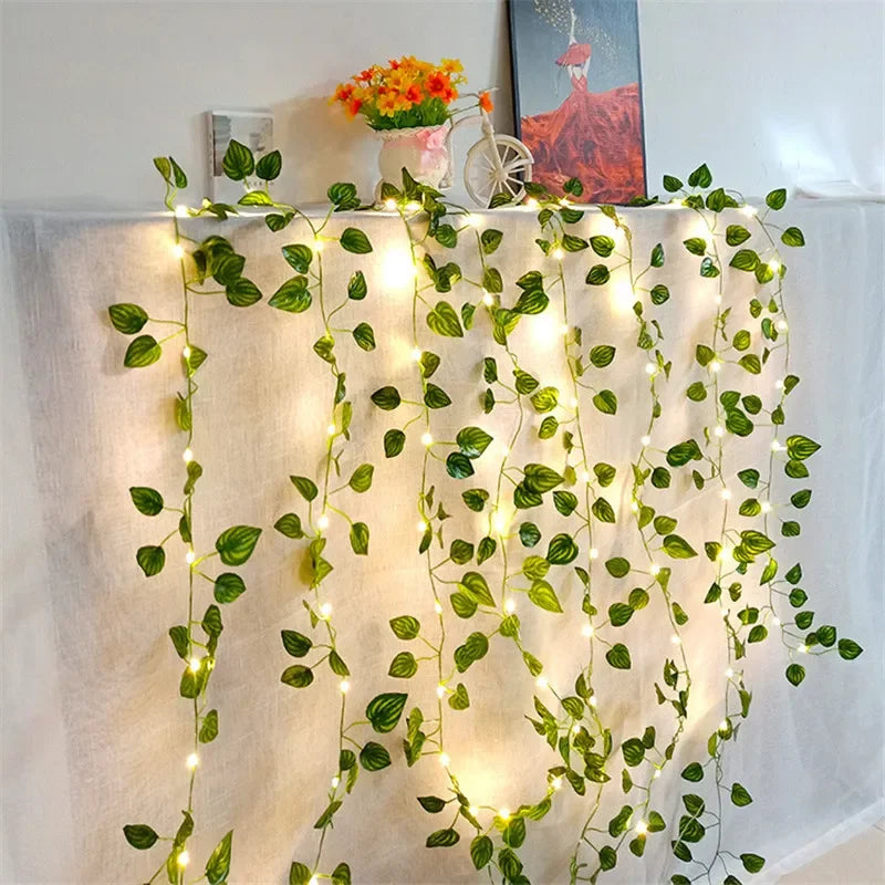 Flower & Leaf Garland Lights – Battery Powered Fairy Lights for Festive Decor