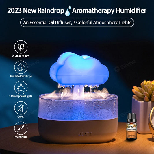 Rain Cloud Humidifier | Raindrop H2O Air Humidifier | Essential Oil Aroma Diffuser for Home Aromatherapy