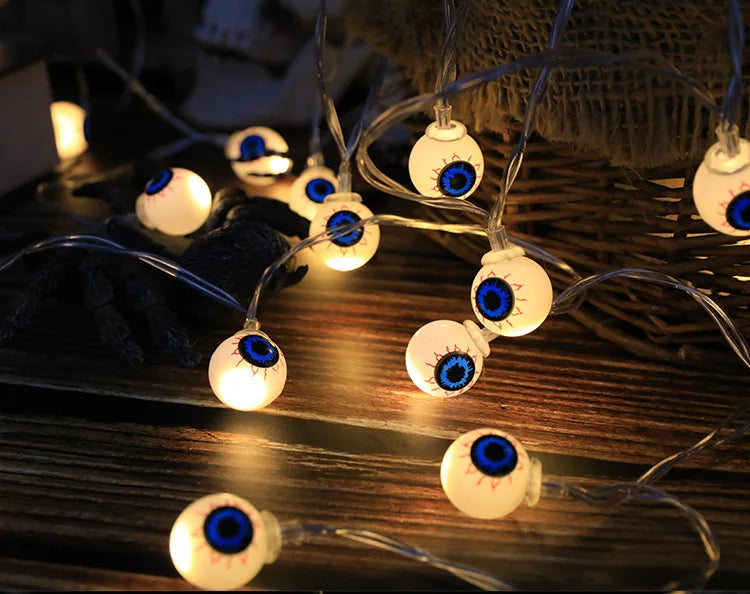 Halloween LED Light String | Pumpkin, Skull, Eyeball Shaped Lamps | Trick or Treat Lanterns