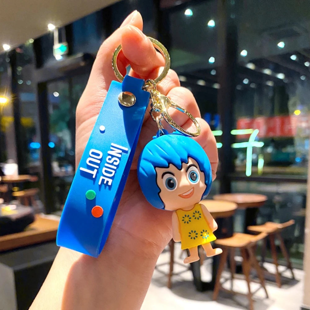 Disney Inside Out Keychains – Cartoon Joy, Sadness, Anger, Disgust & Fear Key Rings