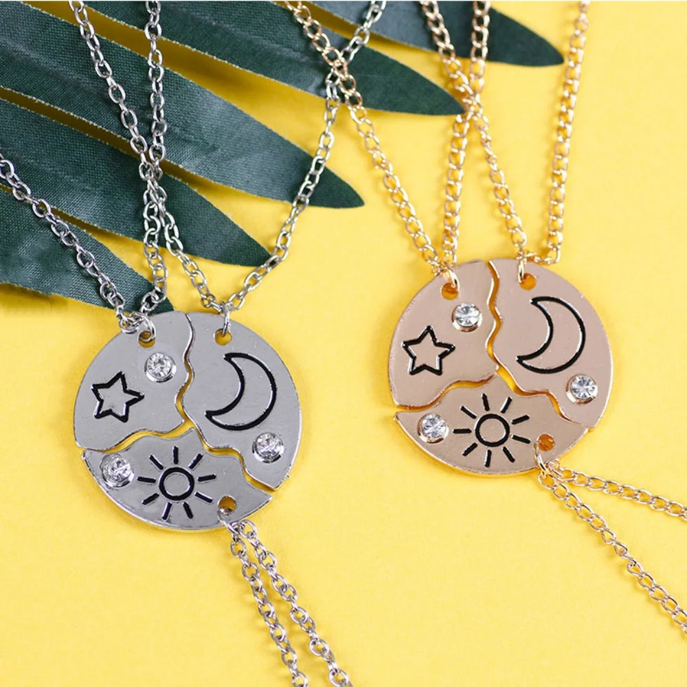 Best Friend Necklace Set - Unique Sun, Moon, and Star Designs