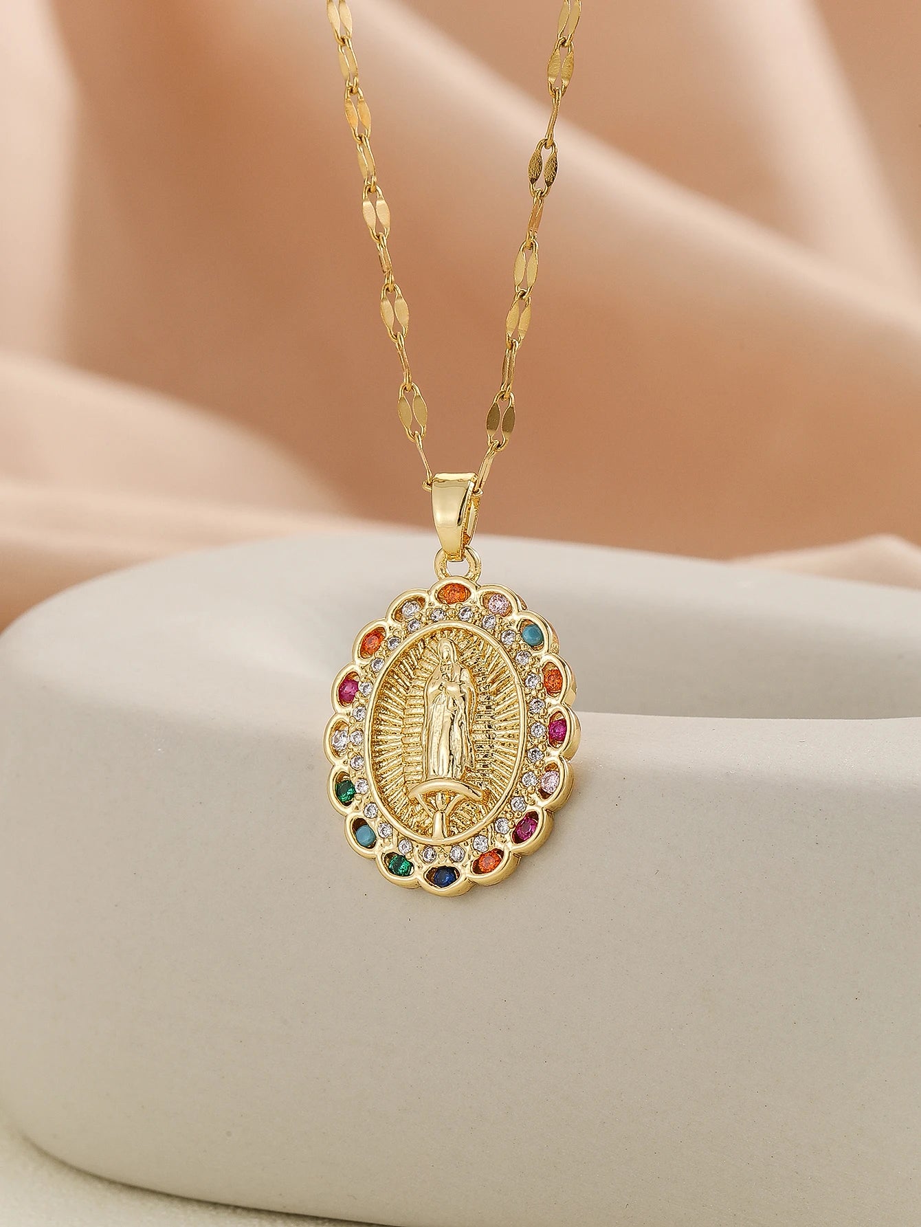 Personalized Zircon Santa Maria Series Necklace - Unique Religious Jewelry