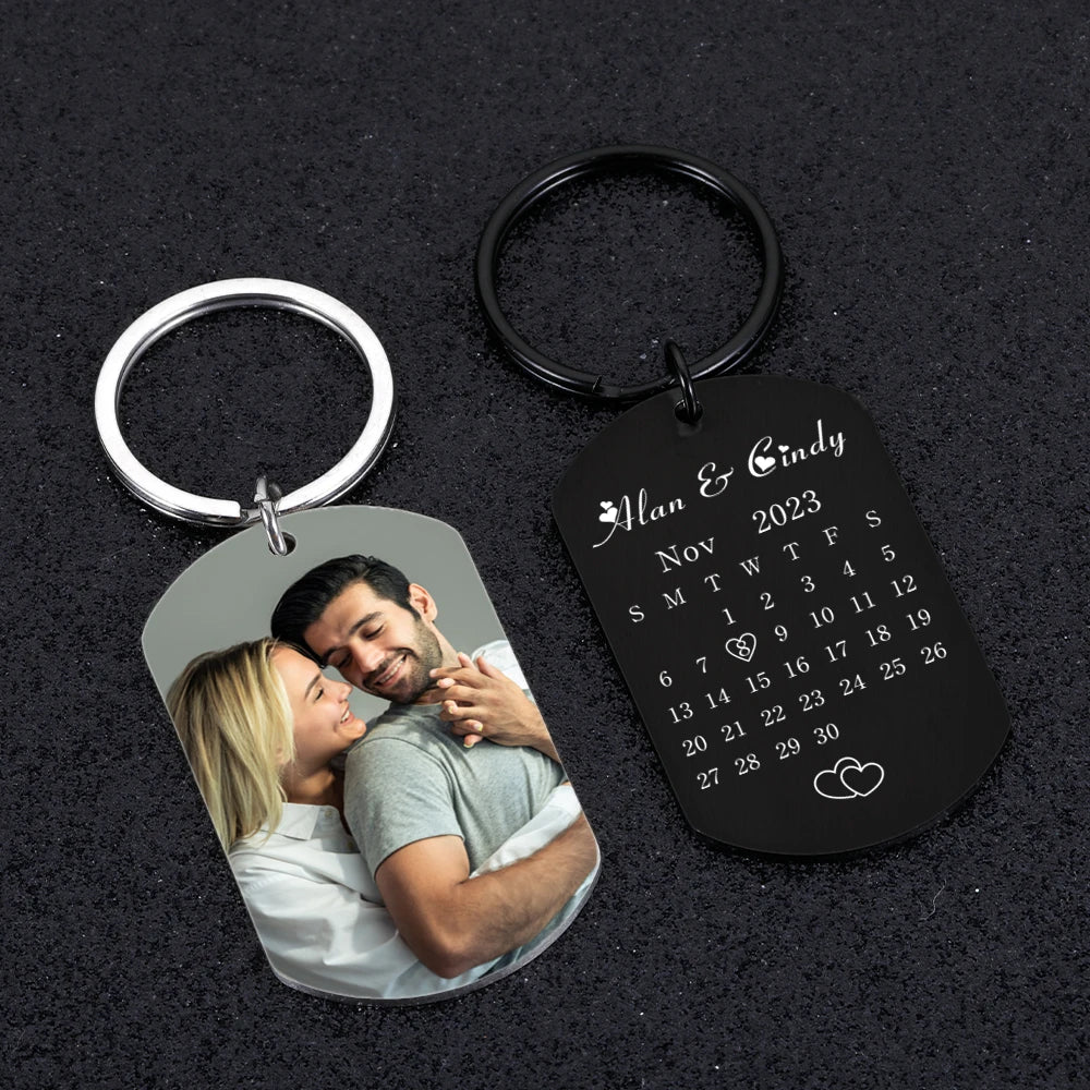 Personalized Calendar Keychain - Custom Photo & Date Key Chain