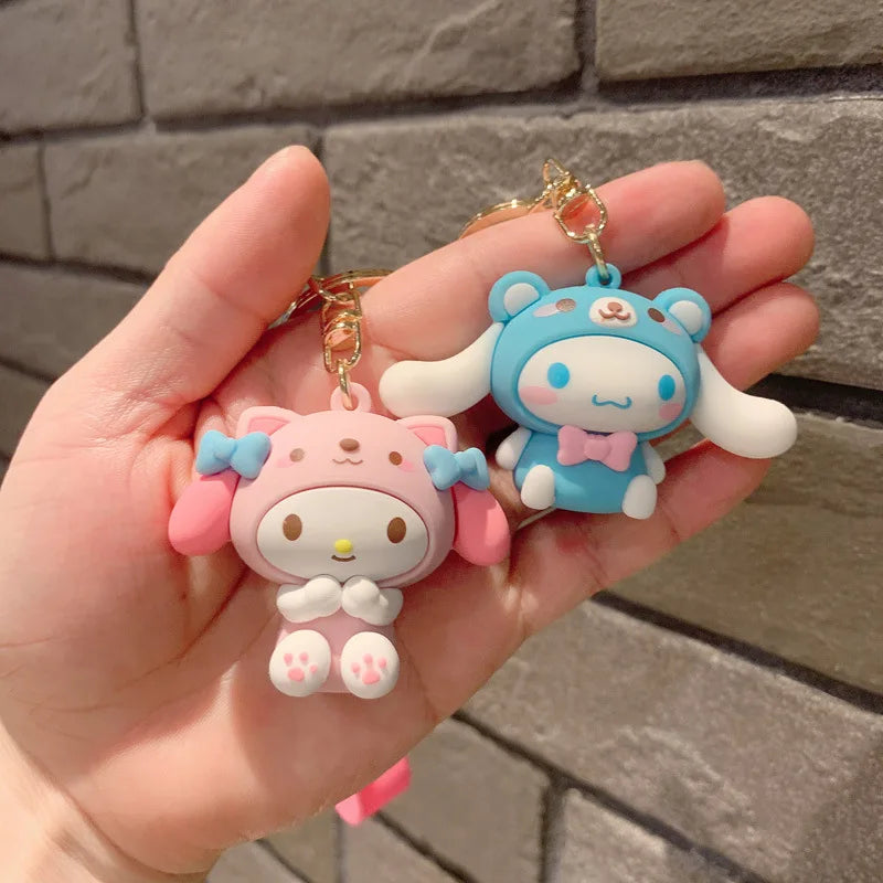 Sanrio Hello Kitty Keychain with Kuromi & My Melody Figures