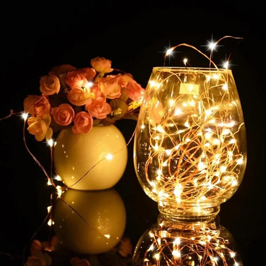 DIY Christmas Decoration LED Lights – Waterproof Copper Wire String Lights